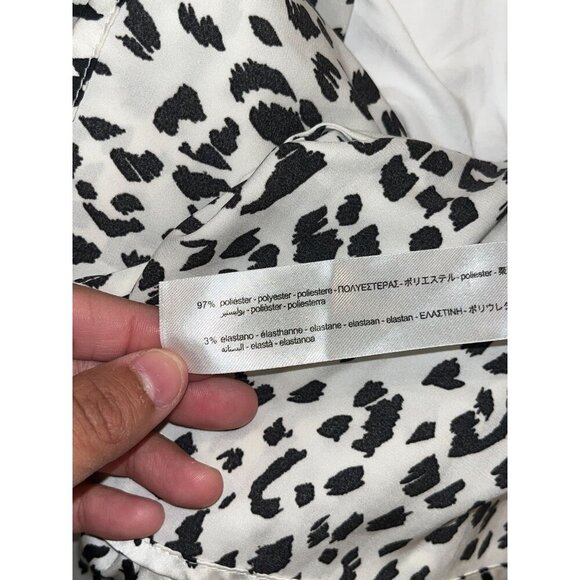 Zara Black & White Leopard Print Button-Up Long Sleeve Lightweight Women Blouse - Picture 8 of 10